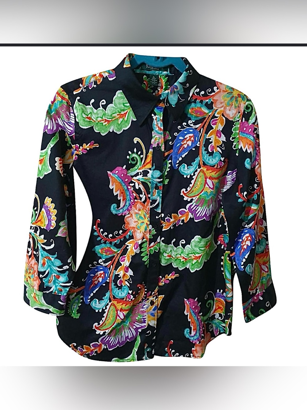 Lauren Ralph Lauren Black Floral Paisley Button-Up Blouse